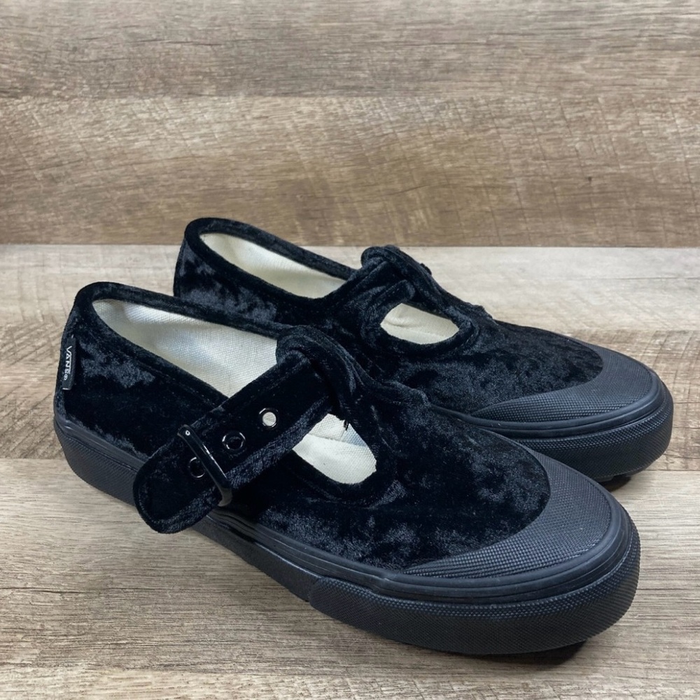 Black Vans Velvet Mary Jane Sneakers
